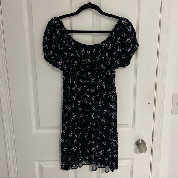 Wild Fable Dainty Floral Rayon Off the Shoulder Button Front Mini Dress Sz Small - Picture 5 of 8